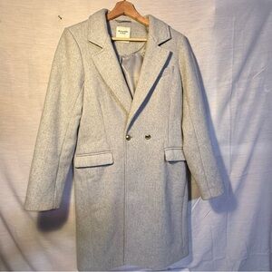 Abercrombie & Fitch Gray Wool Blend Double-Breasted Coat Size S